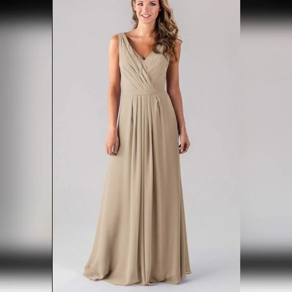 amelia bridesmaid dresses Bead-Embroidered Long Prom Dress with Sheer Waist Dusty Rose / 0 main image 1